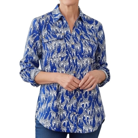 Charter Club Tops - CHARTER CLUB Giraffe Print Safari Petite Blouse
